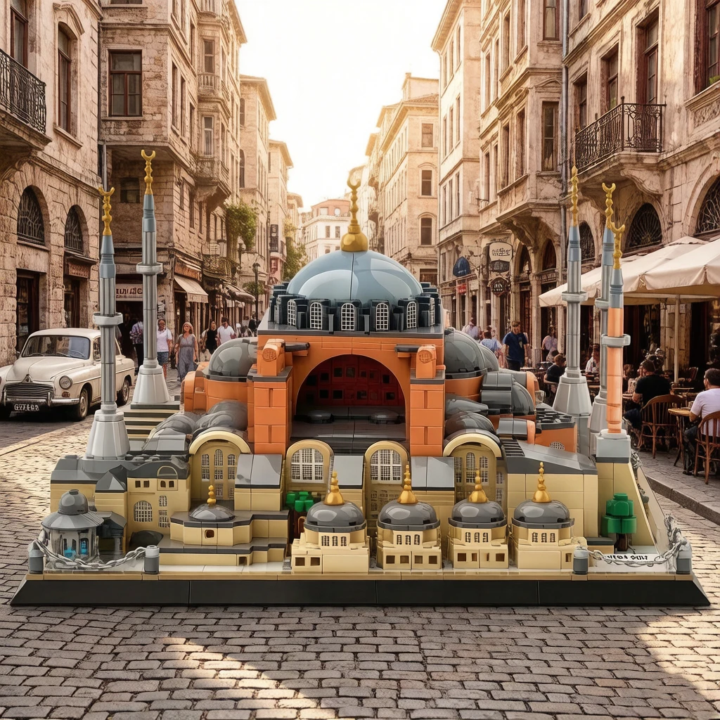 Creative Aya Sofya Turkey Istanbul Architecture Saint Hagia Sophia Construction Model Building Block Home Decor Educational Toy