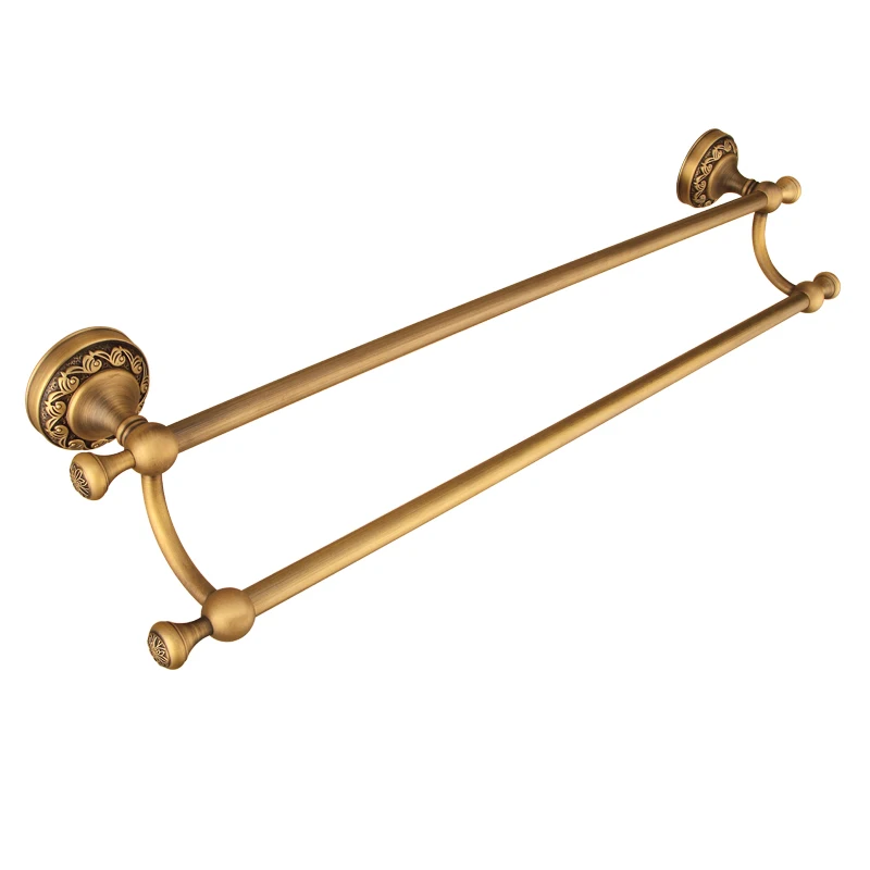 Wyj Copper Towel Rack Double Rod European Style Bathroom Bathroom Hardware Pendant Punch-Free