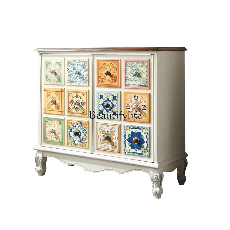 

Simple storage porch shoe cabinet American rural home large capacity door storage painted wall foyer