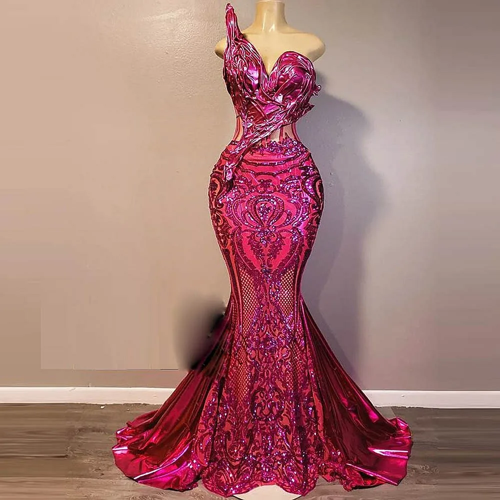 Fuchsia Sexy Lace Mermaid Prom Dresses Sweetheart Corset Back Exposed Boning Formal  Wedding Party Dress