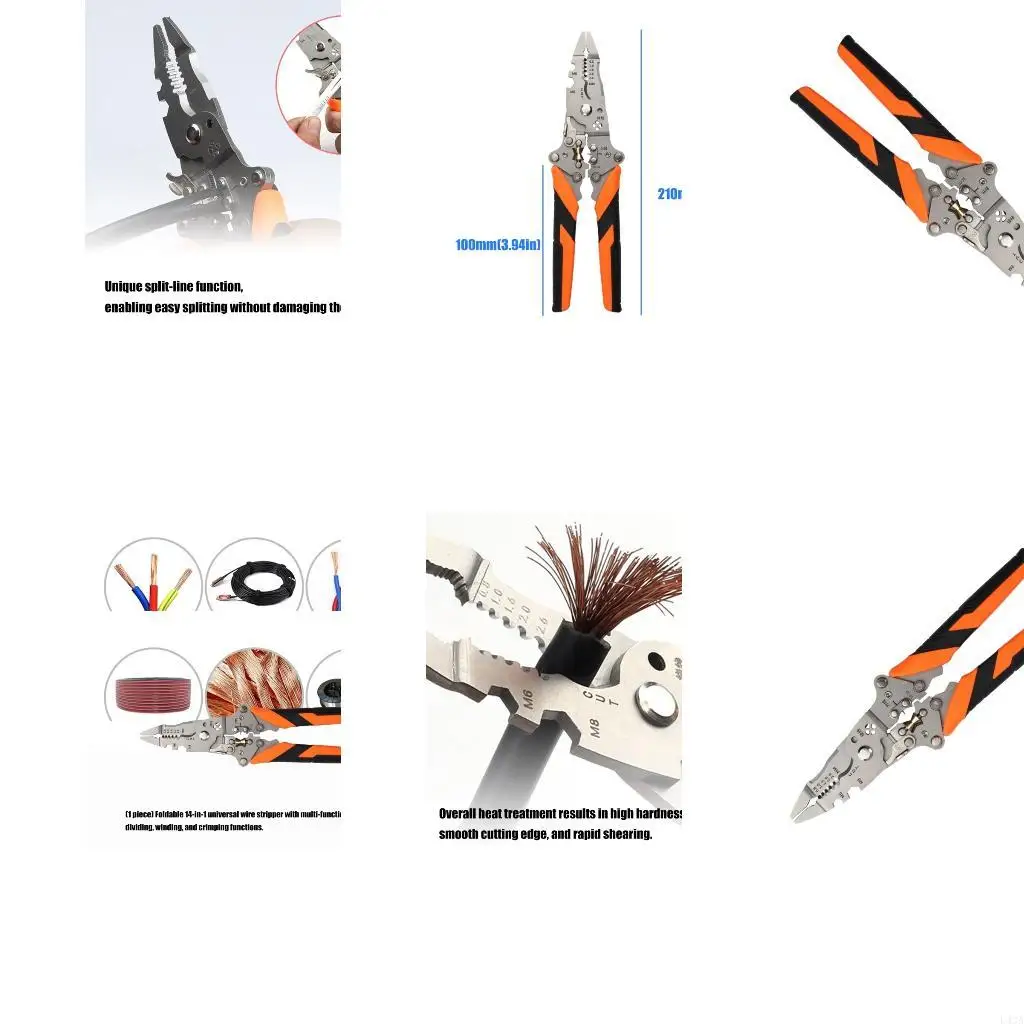 L43A Electrical Pliers for Common Wire Handling, Manual Stripper Tool with Fold Lock Design, Metal Build and Practical Repair