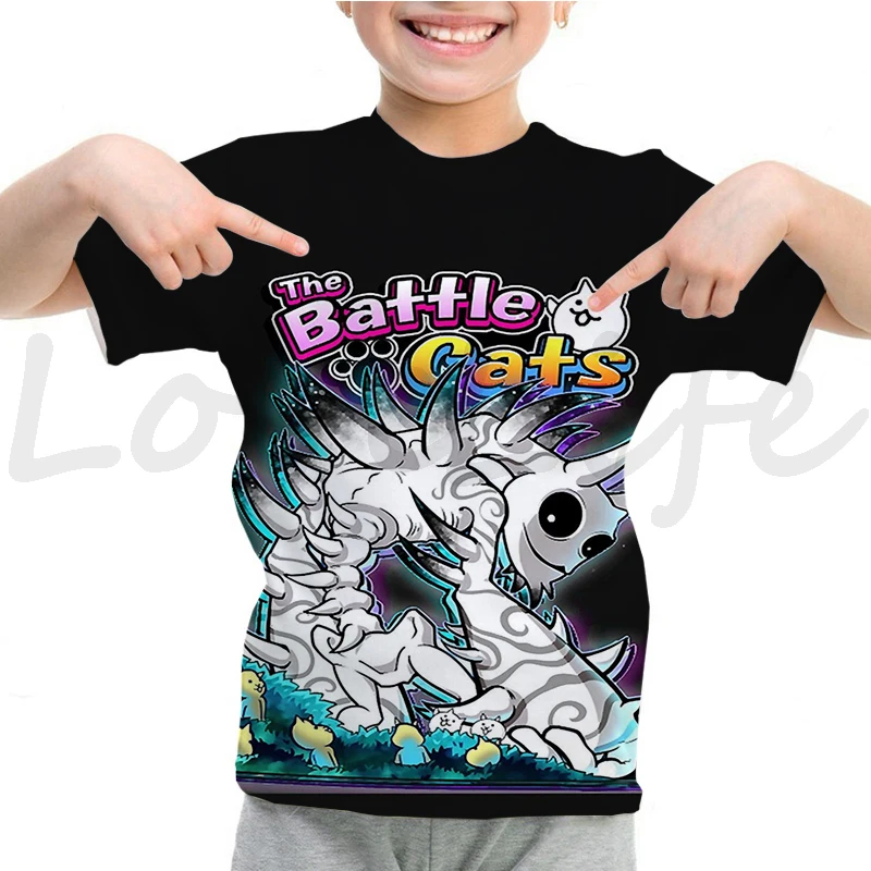 The Battle Cats T Shirt Summer Short Sleeve Kids Casual Tshirt Cartoon Game T-shirt Boys Girls Tee Tops Anime T-Shirts