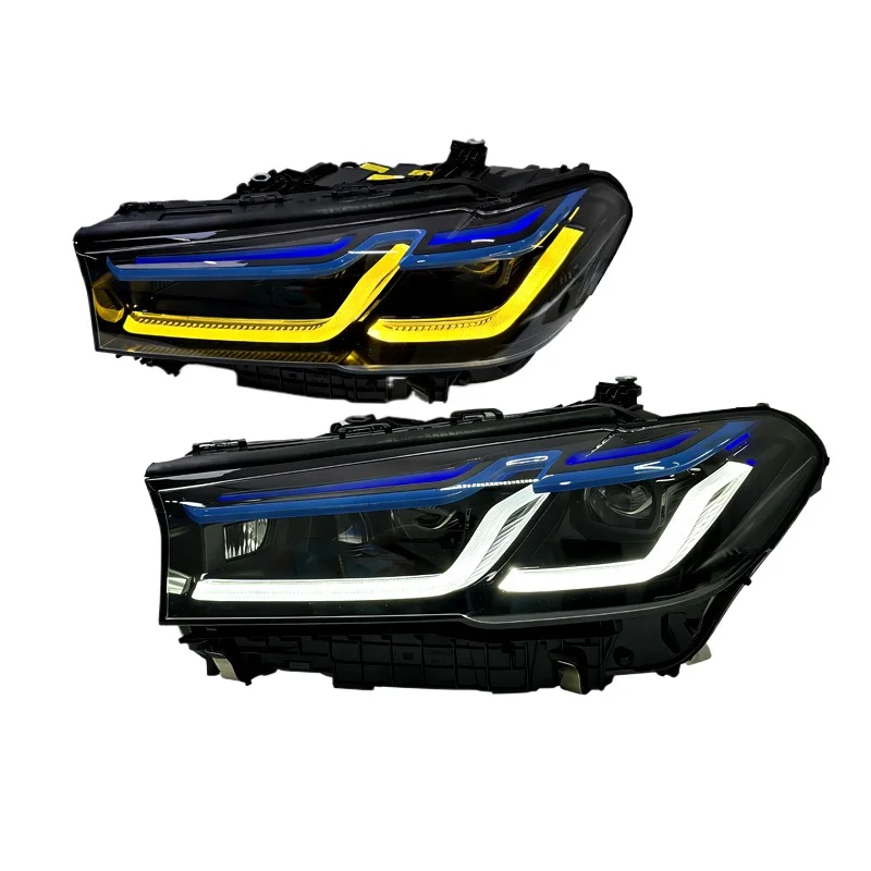 

Фары в сборе для BMW 5 серии G30 G38 M5 (2018-2022) с лазерными черными и синими двухцветными дневными ходовыми огнями (DRL)