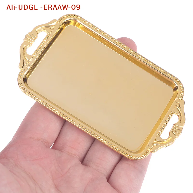 2 szt. Miniaturowe akcesoria do domku dla lalek, symulacja mini plastikowej tacy na herbatę, taca na owoce i jedzenie, model talerza obiadowego do dekoracji domku dla lalek