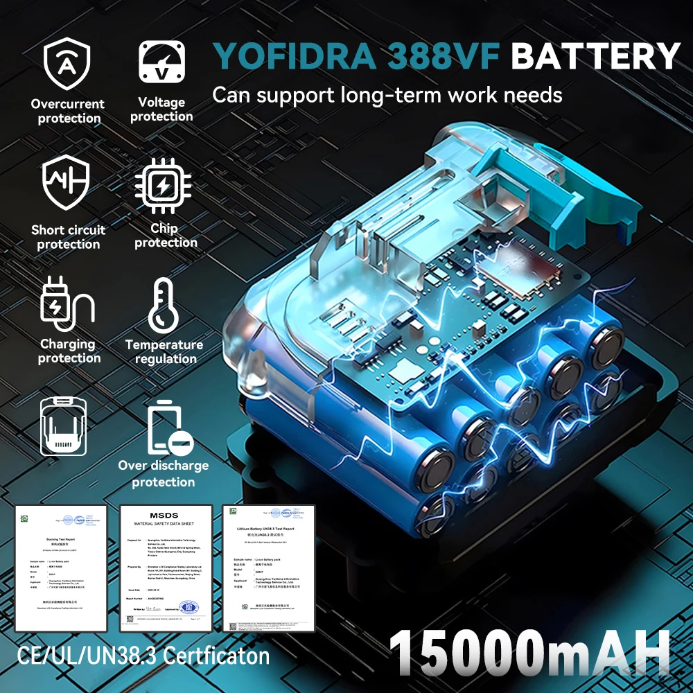 YOFIDRA 6 Zoll Bürstenlose Kreissäge Digitalanzeige 150mm Elektrische Kettensäge Holzbearbeitung Schneidwerkzeug Für Makita 18V Batterie Pin – Detail 18