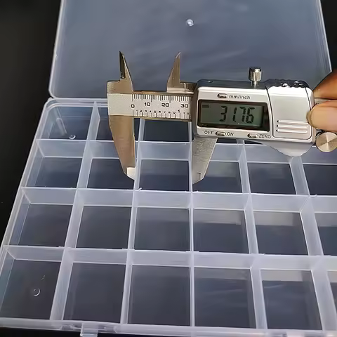 24-Grid Plastic Jewelry Box - Adjustable Compartment Container for Beads, Earrings &amp; Accessories