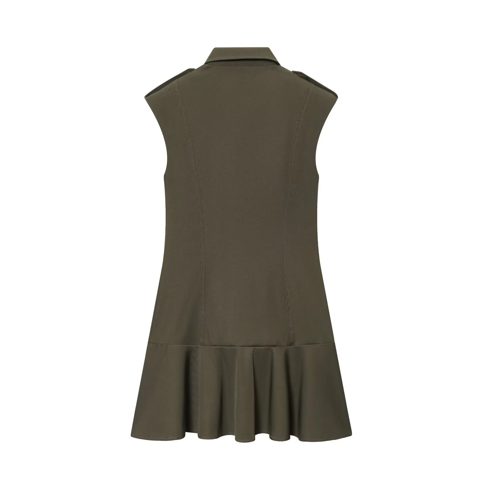 Estilo europeu e americano outono novas roupas femininas temperamento fino ajuste com ombreiras em camadas decoração vestido curto