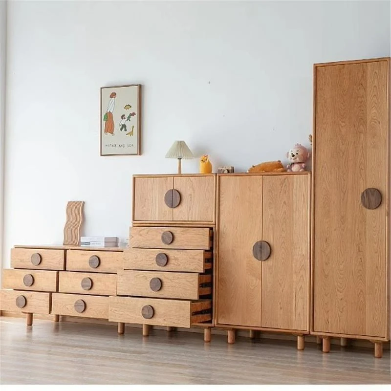 

Bedroom storage cabinet cherry wood combination environmental protection bed