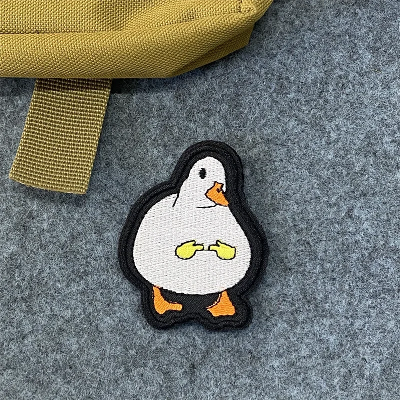 Embroidered Patch Duck Skull Pistol Creative Pattern Sticker Tactical Morale Badge Hook and Loop Armband Backpack Patches