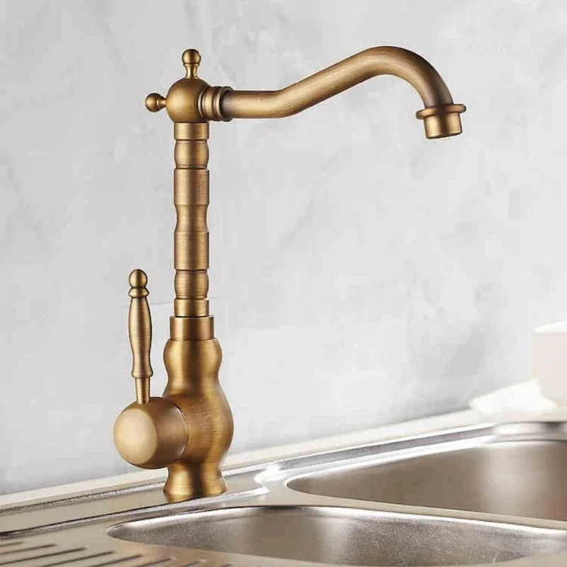 Kitchen Faucets Antique Bronze Faucet for Kitchen Mixer Tap with Ceramic Crane Cold and Hot Kitchen Sink Tap Water Mixers 7513