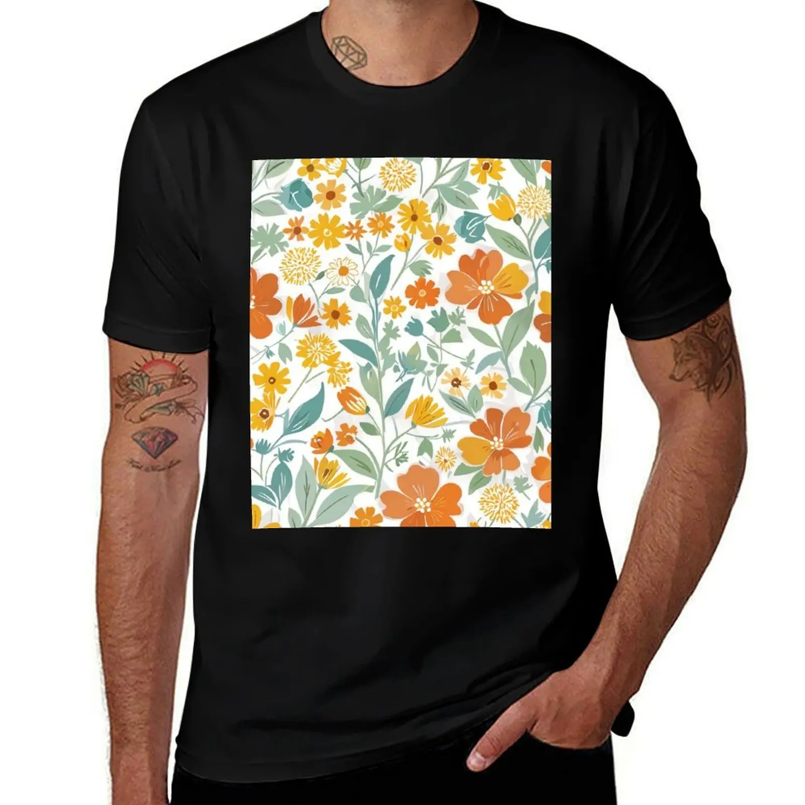 

Flower Pyrex T-Shirt Clothing summer tops oversizeds man clothes T-shirts for men cotton