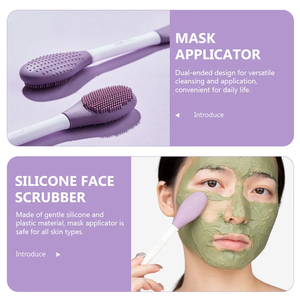 Dual ended Silicone Face Mask Brush Professional Cleansing Tool for Beauty Salon Facial Scrubber Reusable Mask Applicator Gentle - view 4