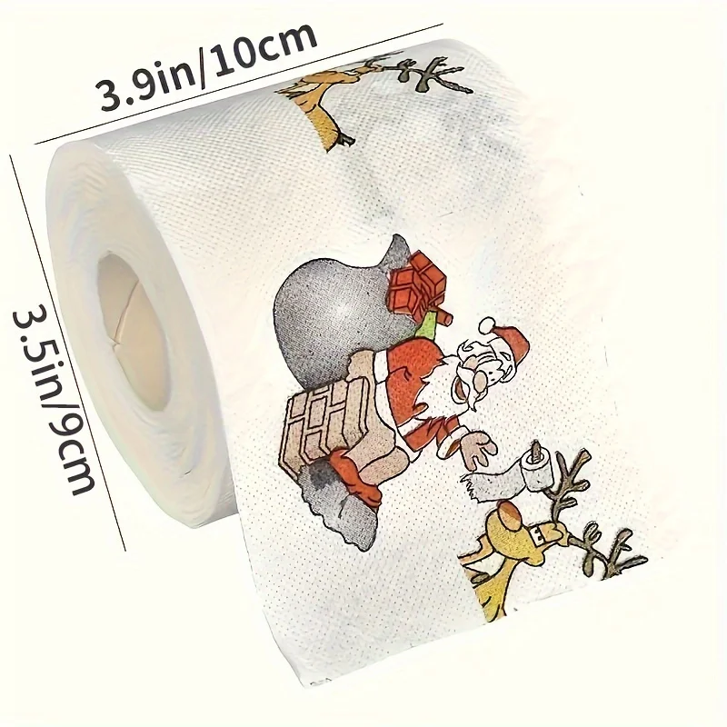 Papel higiénico con patrón de Papá Noel de 3 piezas y 24 m —— Hogar, elección perfecta para decoraciones navideñas como restaurantes y regalos de Año Nuevo