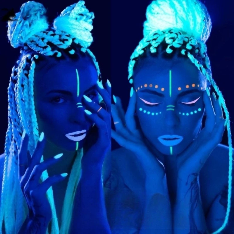 توهج الظلام المجدل ملحقات جدائل شعر صناعية ملونة حبل الرهبة يقع الرجال النساء الهذيان حفلة تأثيري الريغي نمط