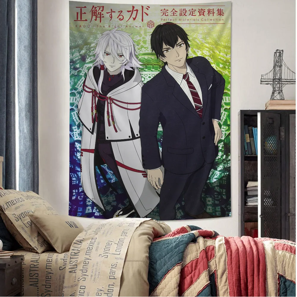 KADO The Righe Answer Anime Tapestry Hanging Tarot Hippie Wall Rugs Dorm Wall Hanging Sheets