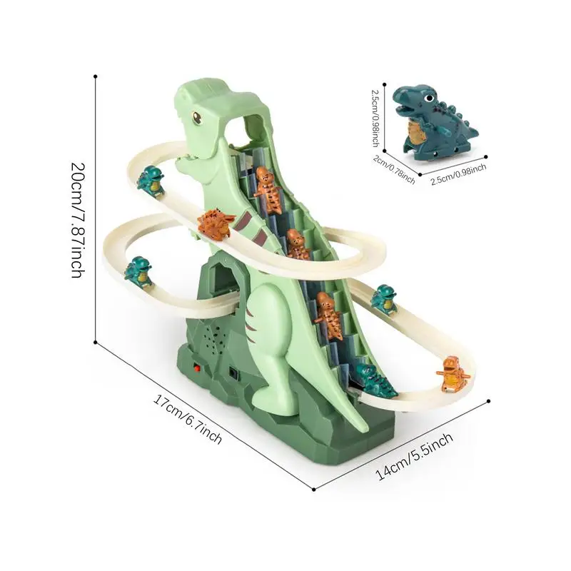 Giocattolo musicale con scivolo da arrampicata con dinosauro con 3 dinosauri Puzzle divertente scivolo elettrico giocattolo auto ragazzo e ragazza compleanno regalo di Natale