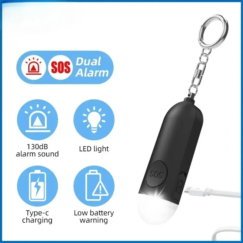 

1PCS Rechargeable Anti-Wolf Alarm Flashlight Smart Safety Device Outdoor Personal Security Alarm