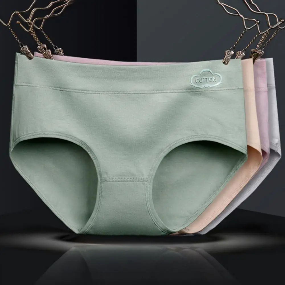 Fashion Cotton Underwear For Women Mid Waisted Full Coverage Ladies Briefs Soft Breathable Moisture Wicking Panties
