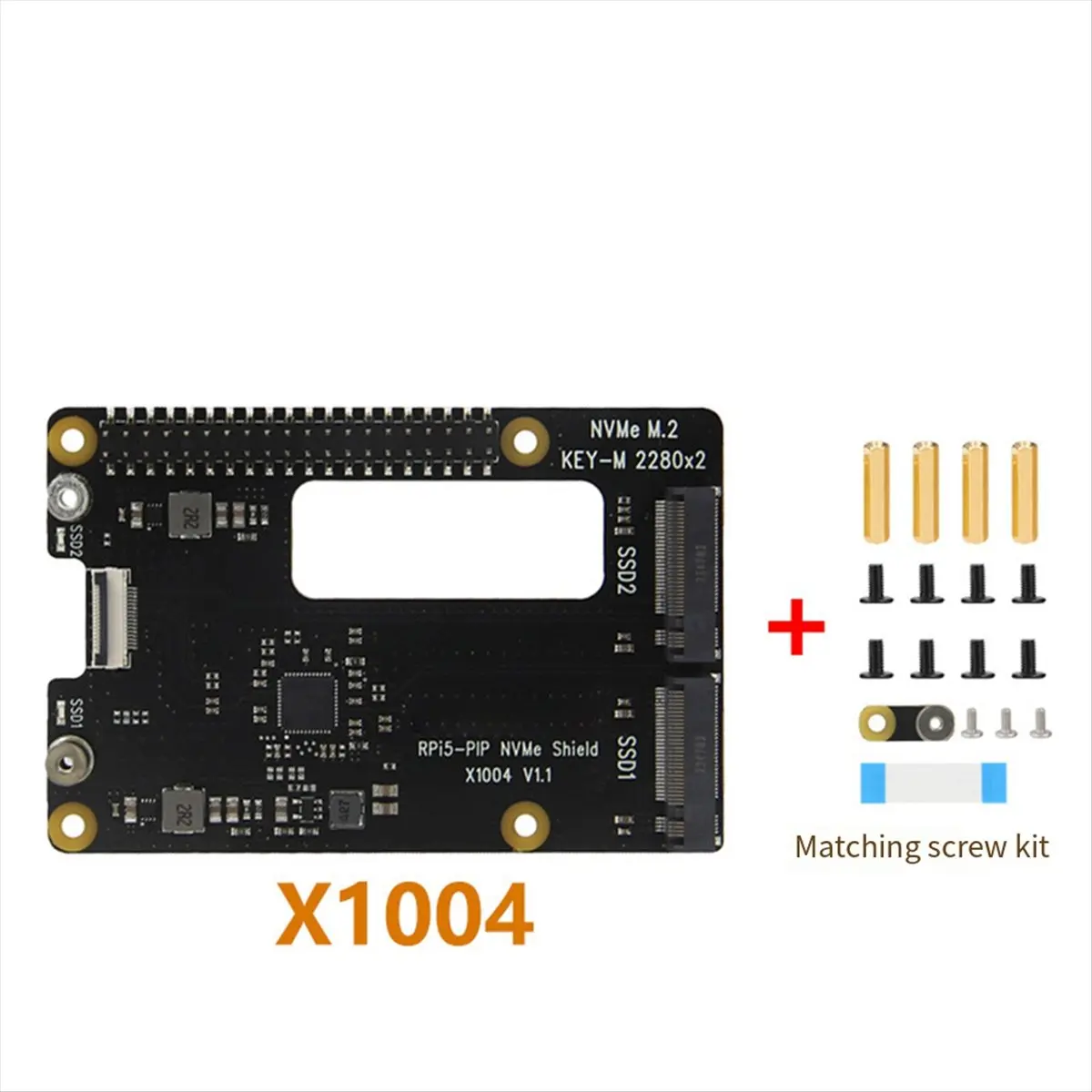 Y60A NEW-X1004 for Raspberry Pi 5 PCIe to M.2 NVMe Dual SSD Adapter Board HAT Pi5 Double 2280 (Support BOOT From NVME SSD)