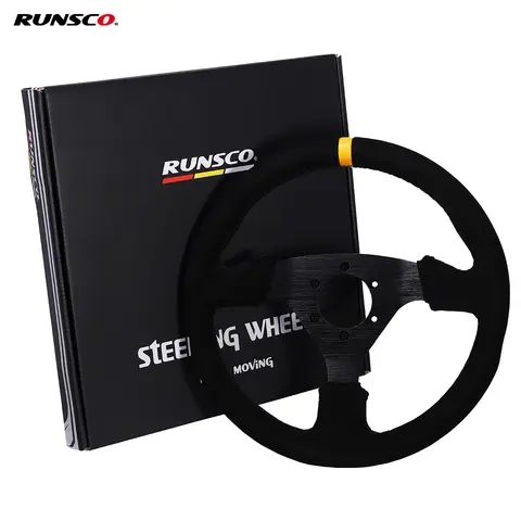 Universal 330mm Steering Wheel Suede Drift Sim Racing Game Steering Wheel Flat Aluminum Frame13Inch