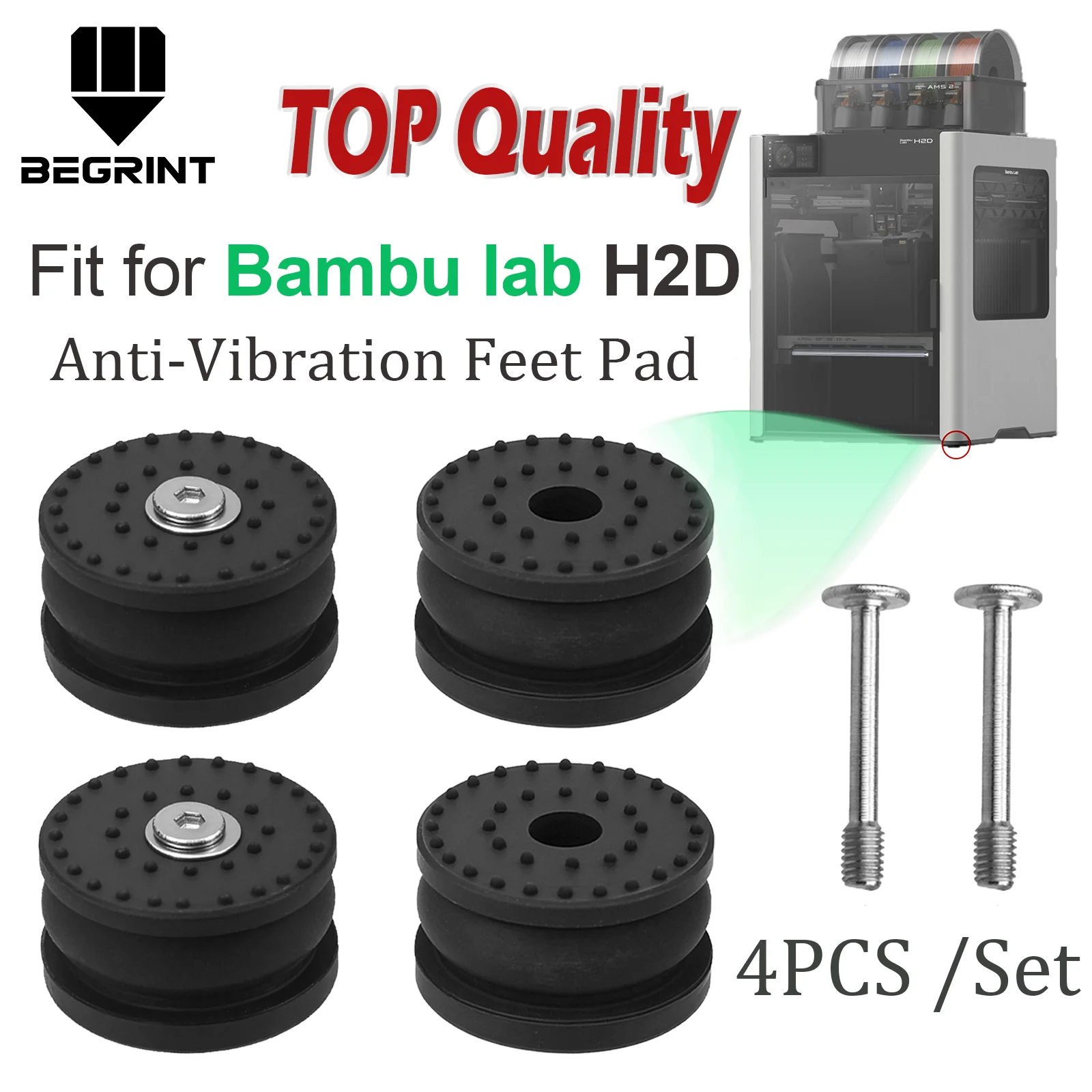 H2D Bambu Lab Anti Vibration Feet Pad Replacement Parts Anti-Shock Anti-Slip Dust-Proof Rubber Foot Pad For bambulab H2D Bamboo