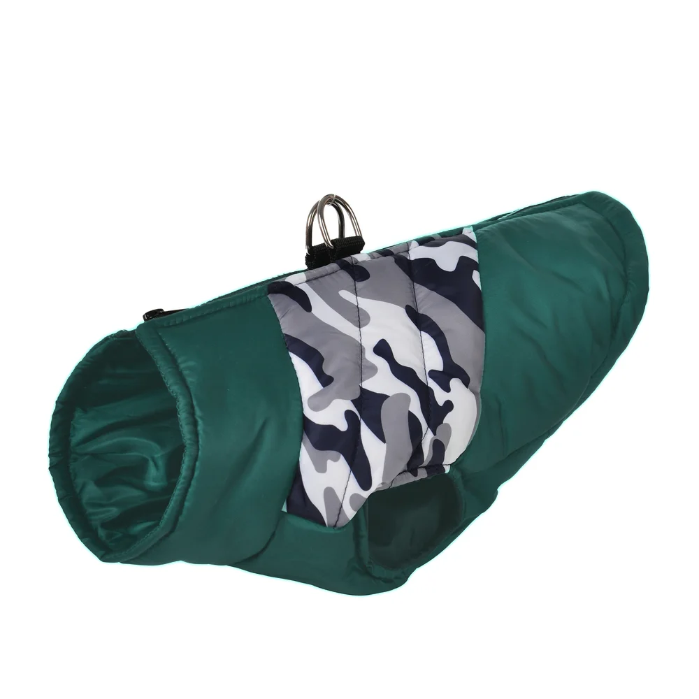 الشتاء الدافئة الكلب الملابس للكلاب المتوسطة الصغيرة التمويه طباعة سترة للحيوانات الأليفة مع D-حلقة مقاوم للماء الحيوانات الأليفة يوركشاير الصلصال سترة