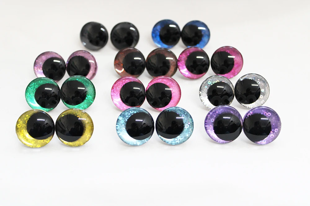 Masckaszem Neu 25mm Herzförmige Klare Schwarze Pupillen 3D Komische Runde Glitzer-Spielzeugaugen mit Hartem Unterlegscheiben für Plüschliebhaber-Puppenzubehör – Detail 31