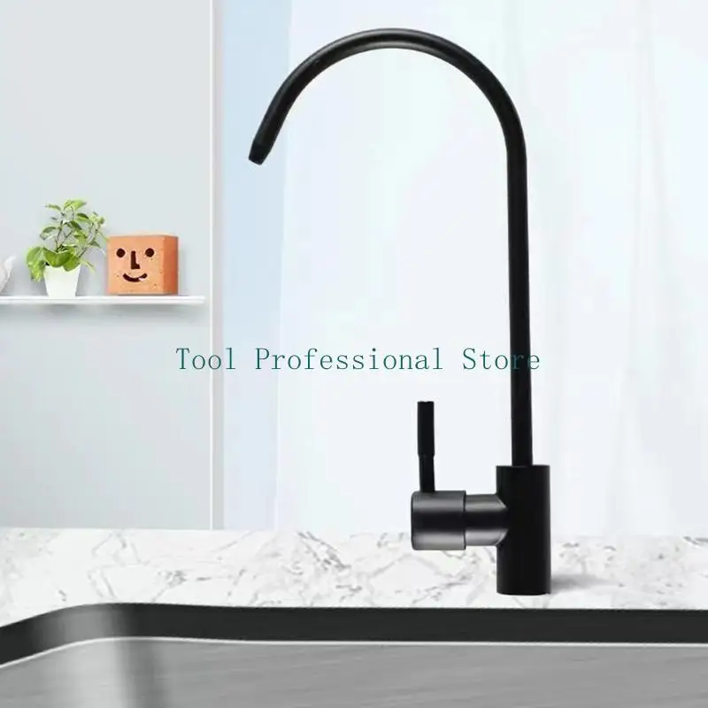 57QF Fregadero Filtración agua Faucet Botiding Water Faucet alto buzón （Negro/plata）