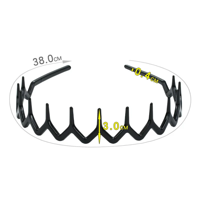 1pcs/set Black amber wave long teeth headband Anti-fall resin plastic with teeth non-slip headband for men and women face wash h (random color) - Detail 1