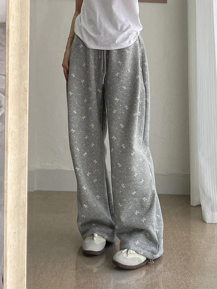 HOUZHOU Y2k Vintage Baggy Grau Jogginghose Jogger Frau Oversize Koreanische Mode Sport Hosen Harajuku 2000er Jahre Casual Hosen Bögen