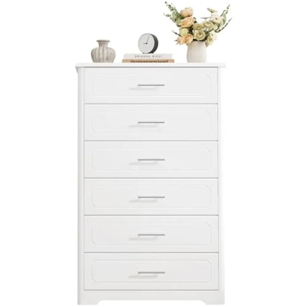 

Tall Dresser for Bedroom, Modern White 6 Drawer Dresser for Closet, 31.5" Wide Wood Chest of Drawers, Vertical Chest Storage Ca