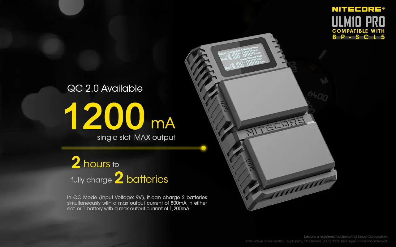 Picture 4: Nitecore ULM10 Pro Camera USB Battery Charger for Leica BP-SCL5 - M10