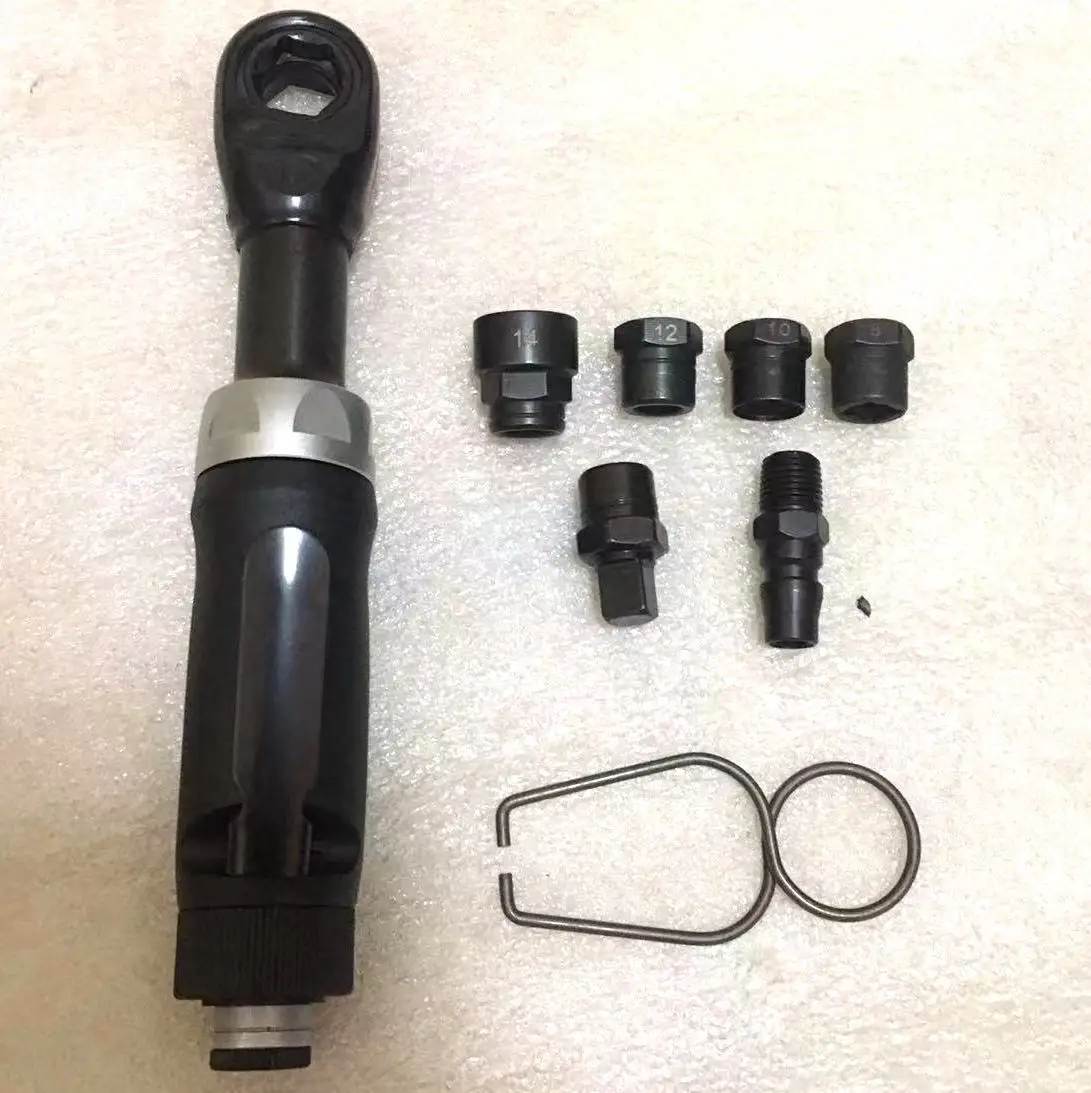 Trinquete pneumático com furo passante TY5T438 |   3/8" |   400 Rpm |   Chave de catraca industrial de 41Nm |   Adaptador de soquete de 10 mm, 12 mm, 14 mm