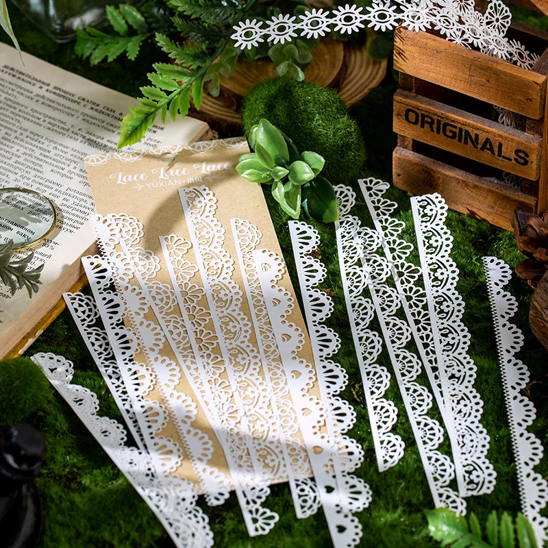 16 pcs/pack Decorative Long strip Lace lace material paper Diy Scrapbooking Background paper Craft Supplies