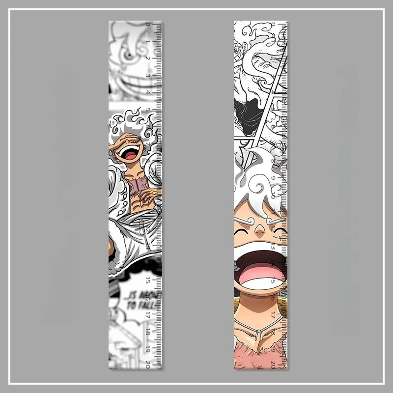 One Piece Luffy Acrylic Ruler High Color Value Cool Printing Creative Animation Students 20cm Cartoon Learning Scale Stationery view 2