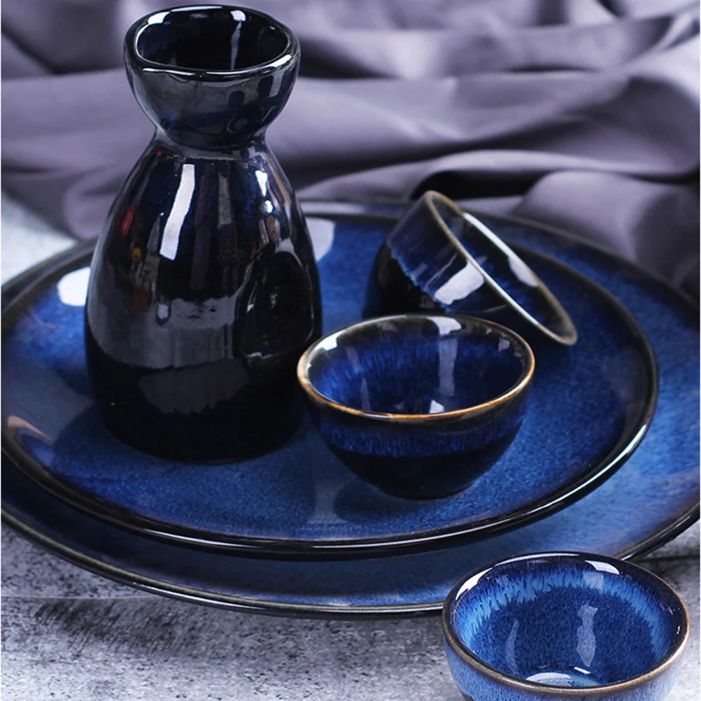 

Japanese Style Kiln Change Ceramics Blue Sake Bottle Wine Pot Tea Pot for Drinking Sake Tea Coffee Water Hot Cold Drinks Party