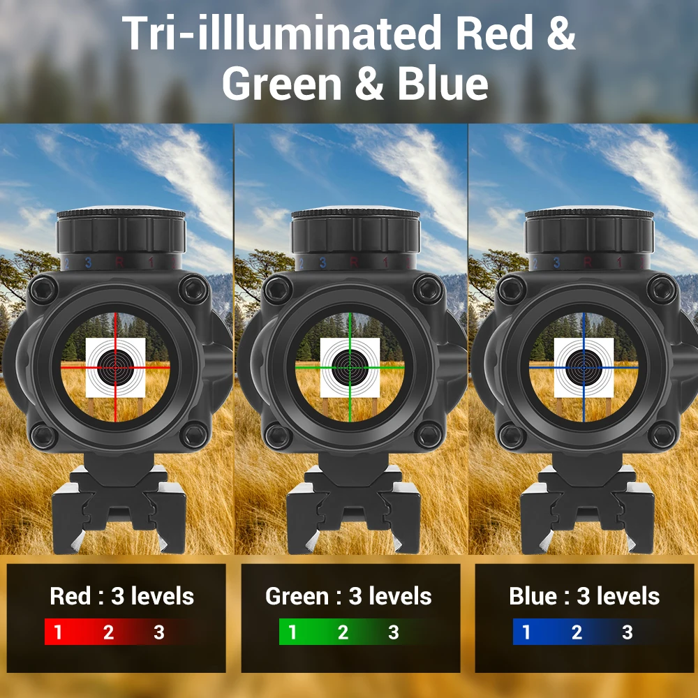 Imagem -03 - Caça Riflescope Gun Âmbito Vermelho Verde Azul Tri-iluminado Bdc Gravado Retículo 35x30 Prisma 11 mm 20 mm Rail Mount