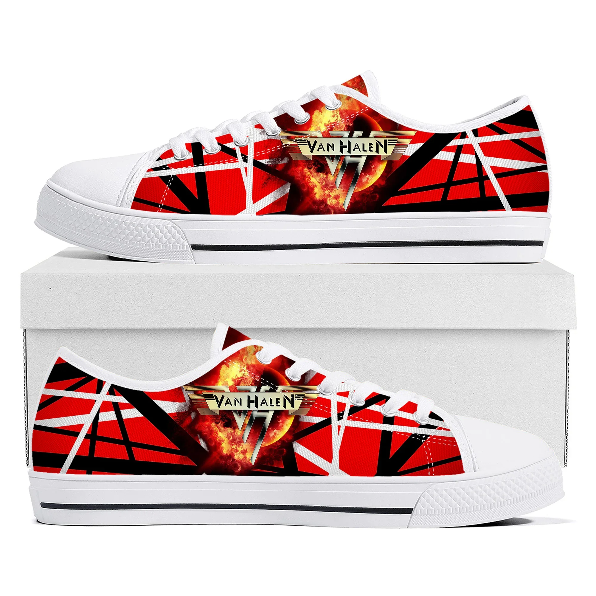 Van Evh Stripes Halen Low Top tênis para homens e mulheres, tênis de lona adolescente, sapatos personalizados, casuais, casais, 1984, 5150, alta qualidade