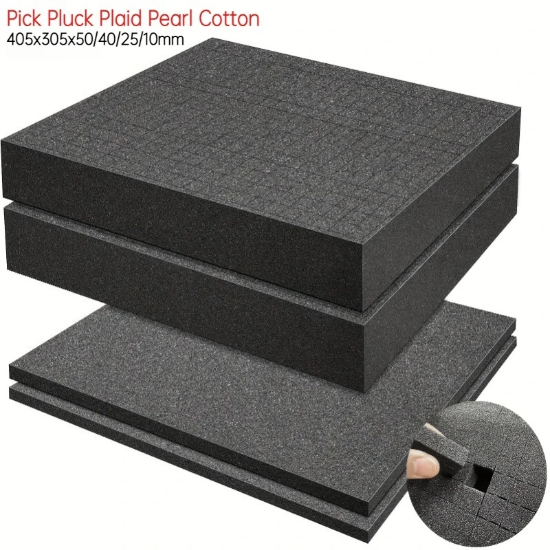 405x305mm Pick Pluck Plaid Pearl Cotton Insert Hard Case High Density Pre-Cut Toolbox Foam Precorted Shadow Foam Packaging Box