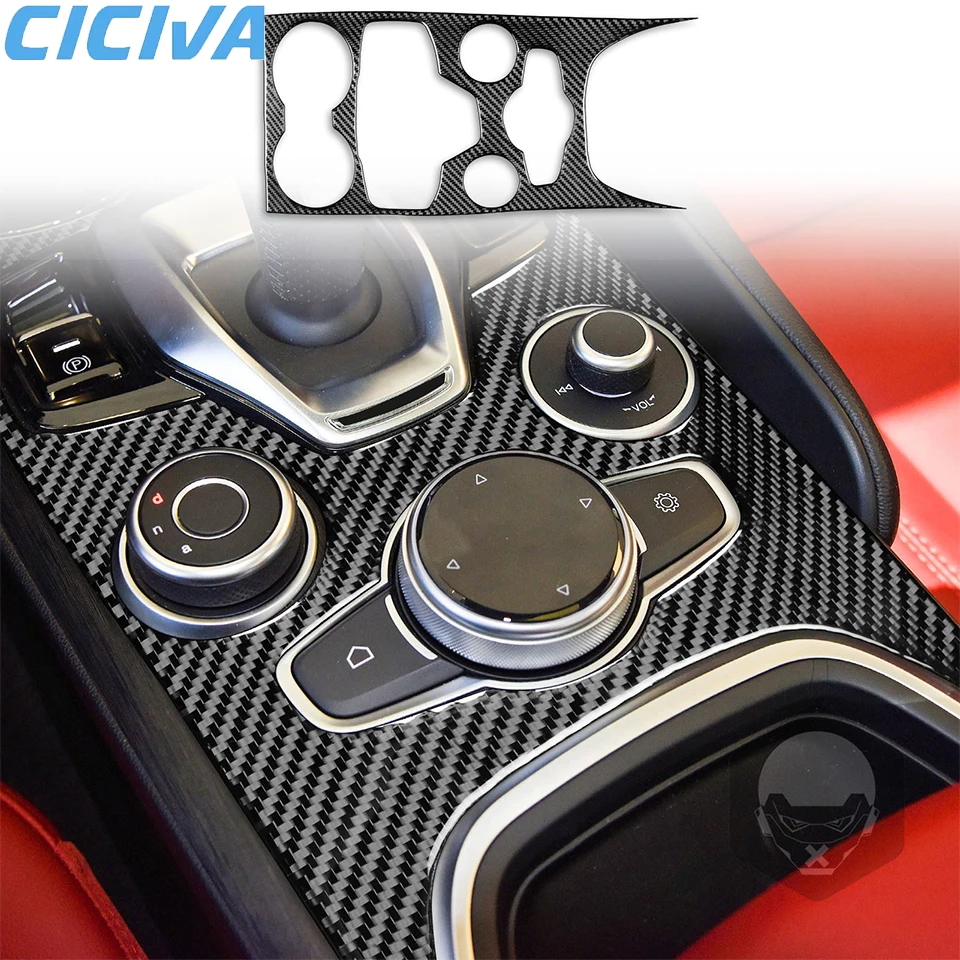 

For Alfa Romeo-Giulia 2020-2021 Soft Carbon Fiber Shift panel Car interior Retrofit Accessories Sticker