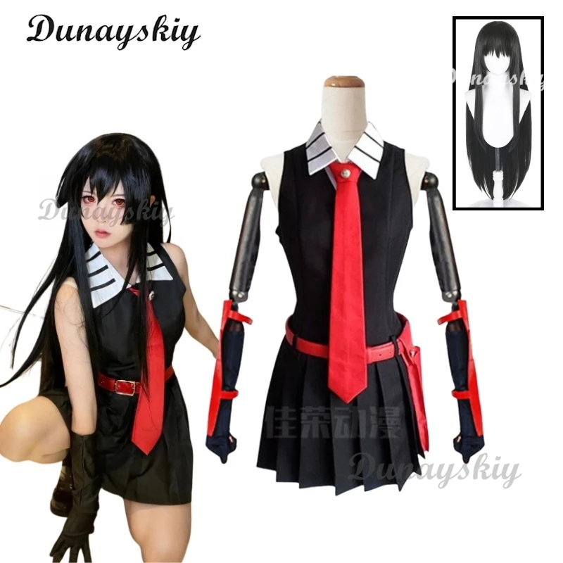 Akame Cosplay Costume Wig Anime Akame Ga KILL Cosplay Bag Halloween Party Black Outfits for Women Girls Customized