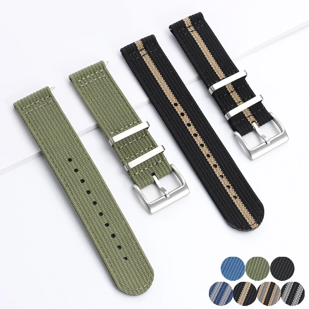 Quick Release Bracelet Woven Canvas Fabric Watch Bands for Military Sport Wristbelt 20mm 22mm Nylon Watch Band Accessories