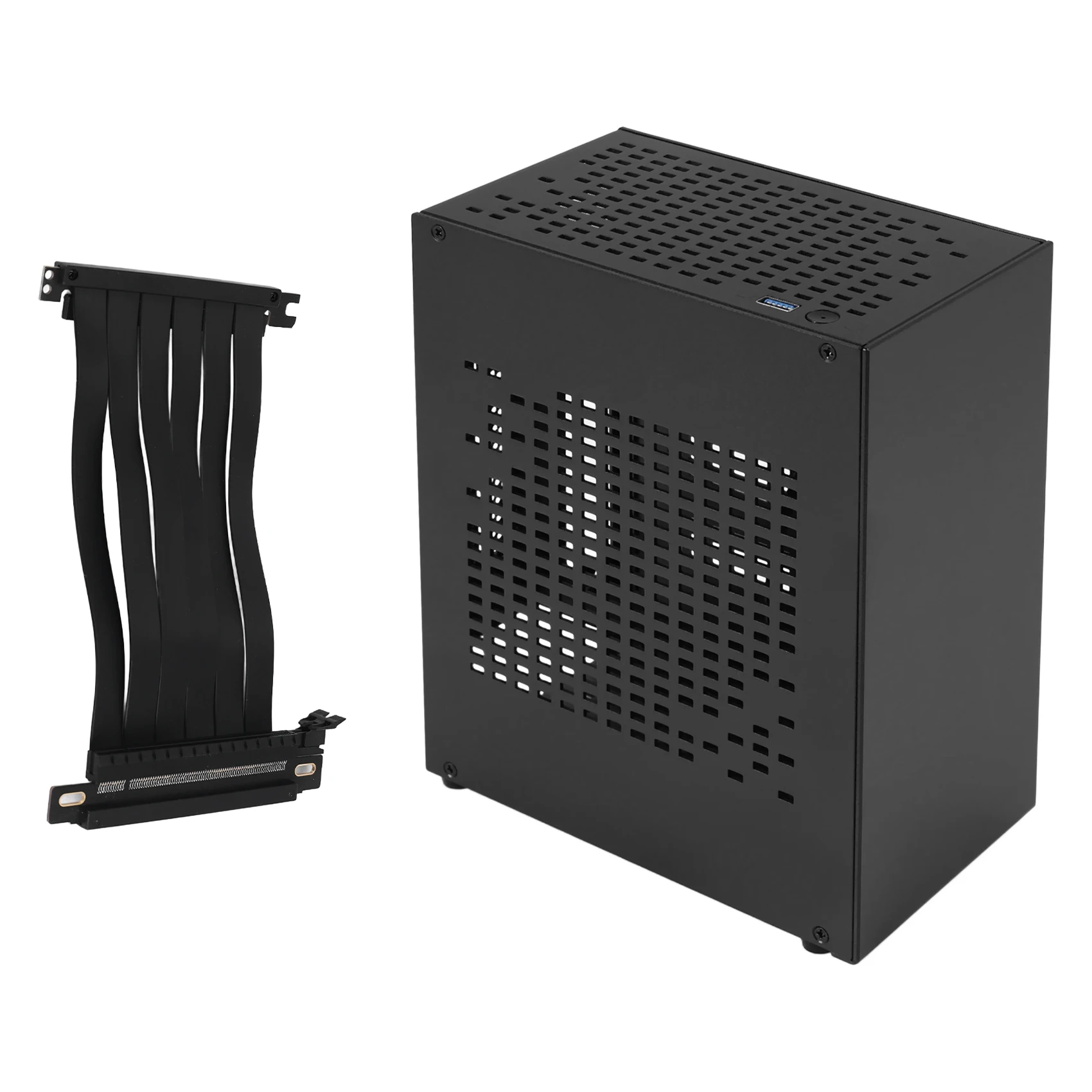 A07 Mini ITX Computer Case Chassis HTPC Host Case USB3.0 ITX Enclosure with Graphics Card Extension Cable(A)