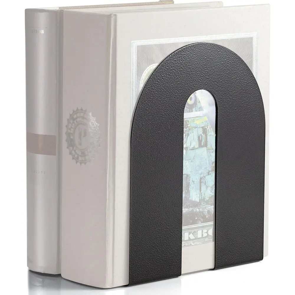 

Heavy Weighted Bookends, Sturdy Office & Home Shel Organizers, Set of 2 Black Metal Book Supports