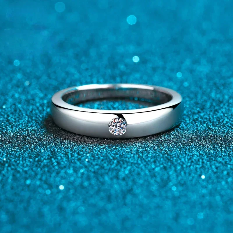Resizable 0.1 CT Moissanite Be Engaged Unisex Rings, Luxury PT950 Platinum Fine Jewelry VVS1 Diamond Lovers Universal Ring