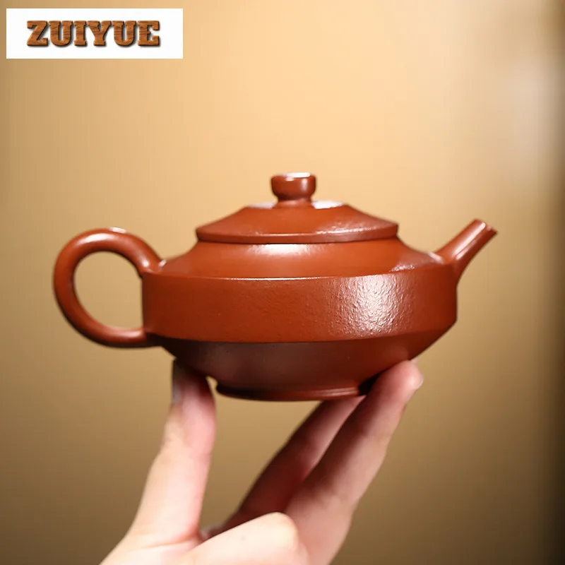 160ML Authentic Yixing Purple Clay Teapots Handmade Circle Pot Raw Ore Dahongpao Mud Kettle With Infuser Zisha Tea Set For Tea