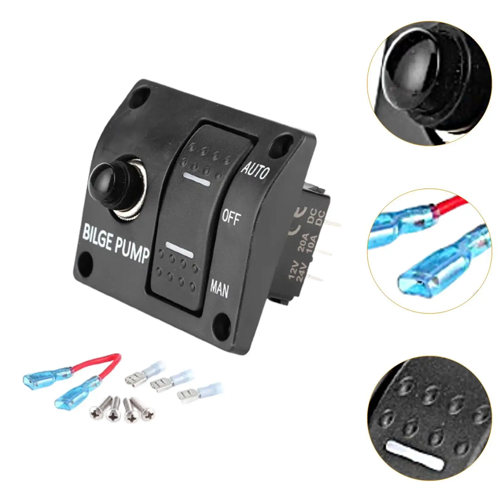 Boat Bilge Pump Switch Panel Practical 12V 24V DC Spare Parts with Indicator for Marine Yacht RV