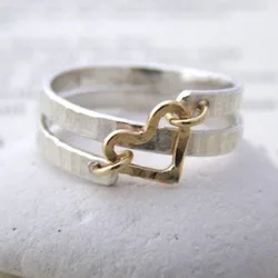 Creative and Fashionable Double-layer Design Heart Hollow Ring, Women's Daily Party Personalized Jewelry Accessories