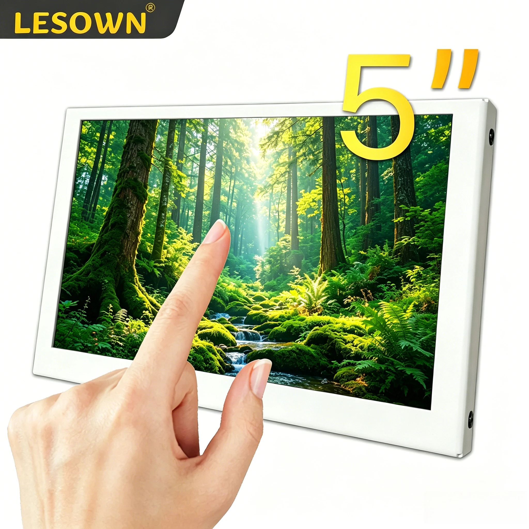 LESOWN Premium 5.0 Inch Touch HDTV Display 800x480 White Shell Monitor for Orange Pi 5 SBC External Development