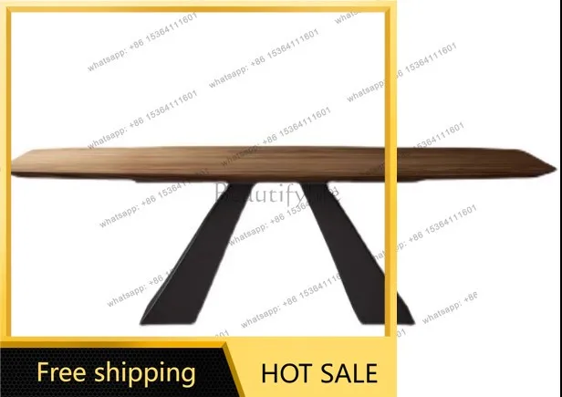 XX. Minimalist solid wood dining table, walnut color, living room rectangular table
